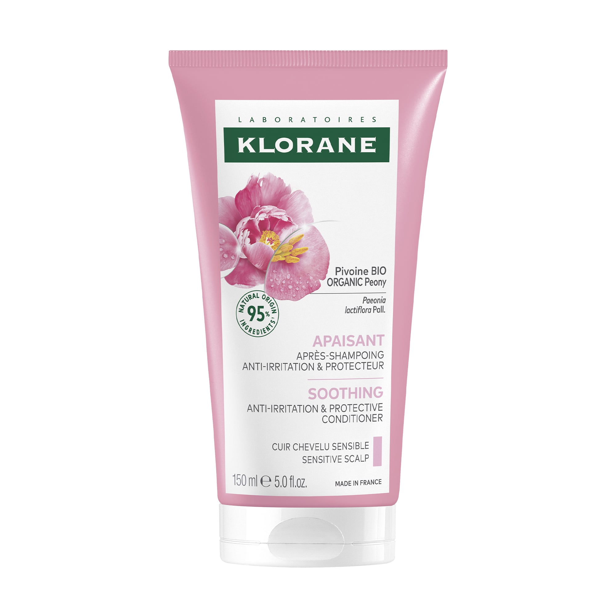 Кондиціонер-гель для волосся Klorane Soothing Sensitive Scalp Conditioner With Organic Peony з екстрактом півонії, 150 мл